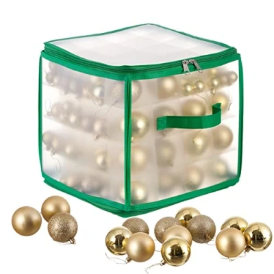 Image of THE TWIDDLERS Christmas Baubles Storage Box with Movable Inserts to Fit Any Bauble Sizes Xmas Tree Ornaments Decorations Space Saving Bag 30cm x 29cm