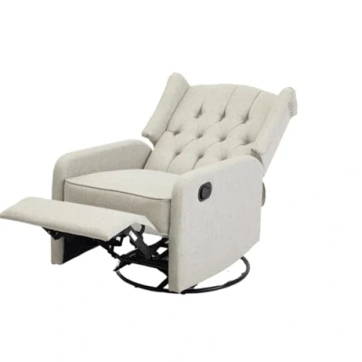 Image of Home Detail Recliner Armchair Grey Fabric Tartan Wing Back With Swivel (Grey)