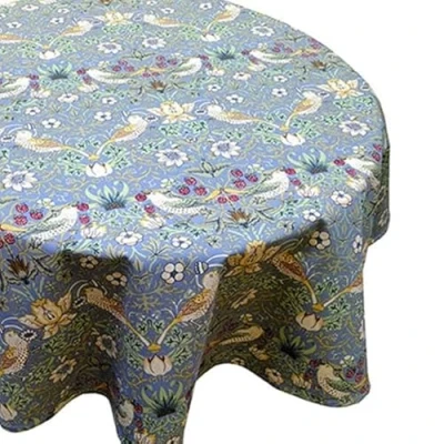 Image of William Morris Strawberry Thief Blue 132 x 178cm Fabric Tablecloth