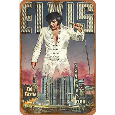 Image of Cimily Elvis Presley Vintage Tin Sign Iron Painting Retro Metal Plaque Art Wall Decor 8x12 Inch