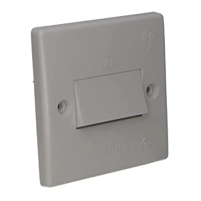 Image of kenable Dual Live Double Pole Fan Isolator Switch Curved Edge Rounded Faceplate White [Double Switch]