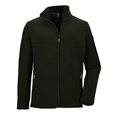 Image of Killtec (KILAH) KOW 28 MN KNTFLC JCKT 38631 000 Men&#039;s Knitted Fleece Jacket with Stand Up Collar Dark Olive 3XL
