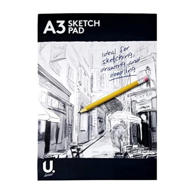 Image of Sketch Book A3 Paper Drawing Pad for Kids 25 Sheets Art Easy Use Doodle Creative Fun White Colouring Books with Back Card Cover