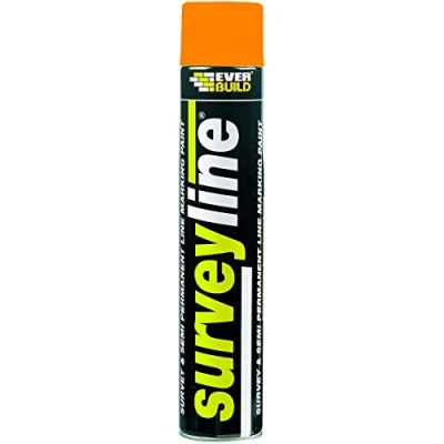 Image of Everbuild Surveyline Semi Permanent Line Marking Paint for Contractors, Surveyors Spot 700ml Orange