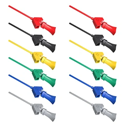 Image of Cleqee 12PCS SMD IC Test Hook Clip 6 Colours for Logic Analyzer, Electronic Testing