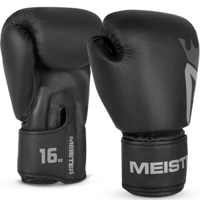 Image of Meister [CRITICAL] Boxing Gloves Ergonomic High Density Training Matte Black 16 Ounce