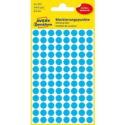 Image of Avery Zweckform Self Adhesive Marking Dots, Diameter: 8 mm Single Blue