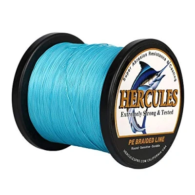 Image of Hercules Braided Fishing Line 1500m 1640yds 6lbs 100lbs Pe Superline 4 Strands (Blue 50lb/22.7kg 0.37mm)