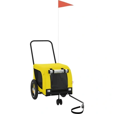 Image of vidaXL Pet Bike Trailer Yellow and Black Oxford Fabric Iron