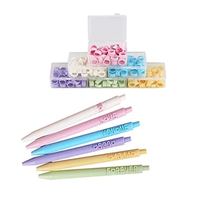 Image of DIY Creative Letter Pen Set with English Numbers, Macaroon 6 Colours, Cute Pens, Kawaii Pen, Cool Funny Retractable Gel Ink Ballpoint 0.5 mm, Black