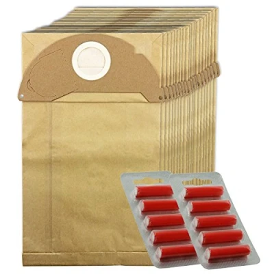Image of Spares2go Hoover Bags for Karcher Vacuum Cleaners (Pack of 20 + Bag Freshener Sticks)