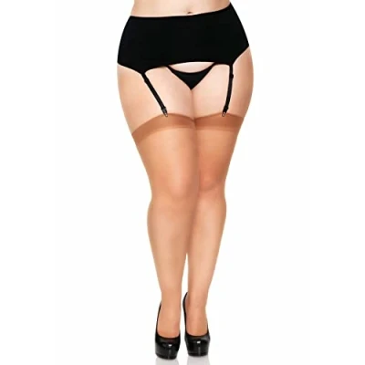 Image of Leg Avenue Sheer backseam stockings +, Tan, Plus Size