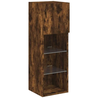 Image of vidaXL TV Cabinet with LED Lights Smoked Oak 30.5x30x90 cm