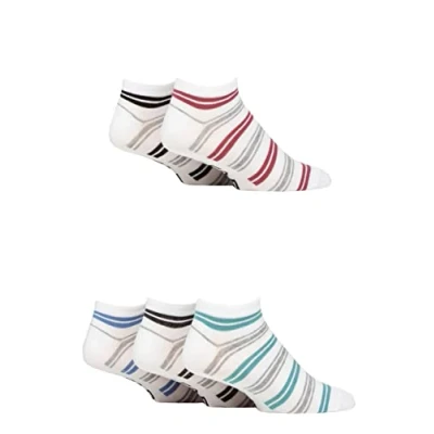 Image of Mens 5 Pair Farah Striped Bamboo Trainer Socks White Stripe 6 11