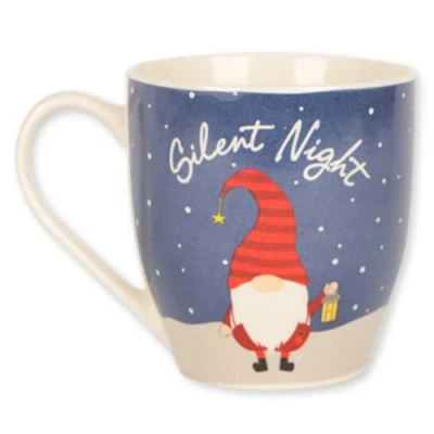 Image of FabFinds Hugga Mug with Initials Classic Black and White Ceramic Large Gift Coffee Cups 500ml (H11cm X W11cm) (Approx.) (Silent Night Gonk)