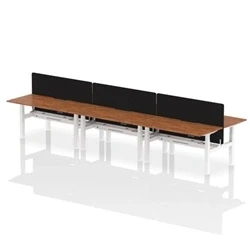 Image of Air B2B 1600x800 Adjustable 6P Bench Desk Scallop Walnut/White +Screen
