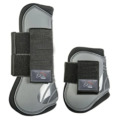 Image of HKM 8566 Grey/Black Pony Lined Jumping Boots and Fetlock Caps