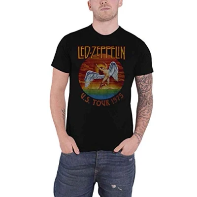 Image of Paradiso Clothing LED Zeppelin USA TOUR Print Tshirt, Size: Medium, Black