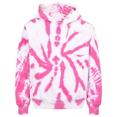 Image of A2Z 4 Kids Girls Boys Plain And Tie Dye Print Sweatshirt Pullover Sweat Hoodie T.D Pink 7 8
