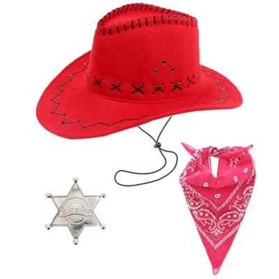 Image of Zac&#039;s Alter Ego Fancy Dress Cowboy Sheriff Badge, Hat &amp; Bandana/Neckerchief Set