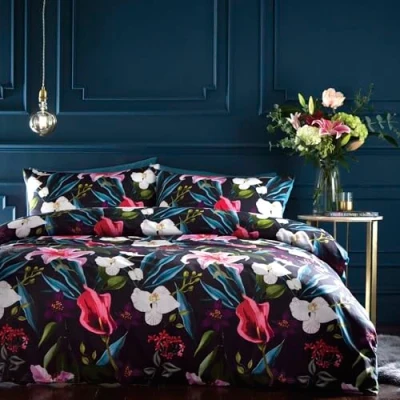 Image of Portfolio Home Lily Floral Multi Double Soft Easy Care Bed Linen Bedding Duvet Cover Quilt Set With Pillow Cases