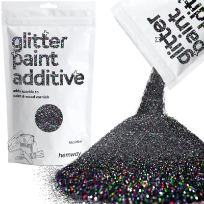 Image of Glitter Paint for Walls Black Holographic Additive Emulsion Latex Acrylic Sparkles Microfine Interior Painting 100g / 3.5oz