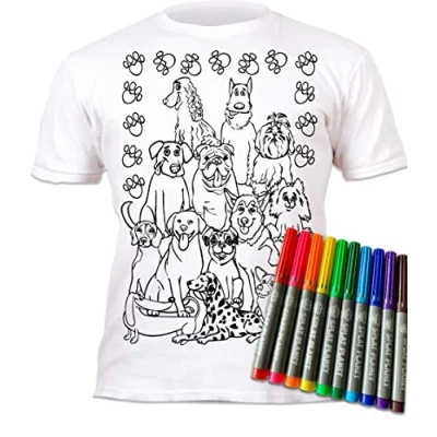 Image of Splat Planet Colour in Dogs, Pets T Shirt with 10 Non Toxic Washable Magic Colouring Pens and Wash Out