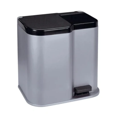 Image of Curver Plastic Bin for waste separation, silver/dark grey, 30 x 40 40.5, 6 liters