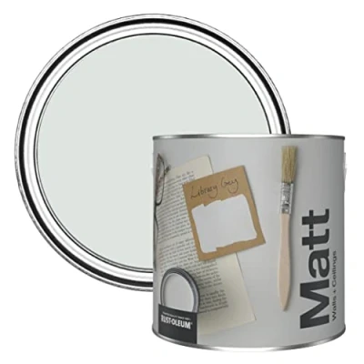 Image of Rust Oleum Colours Matt Emulsion Wall and Ceiling Paint Library Grey 2.5L