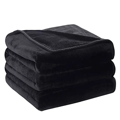 Image of HOZY Baby/Adult Fleece Blanket, 220 x 240 cm, Soft and Warm, Microfiber Polyester, Bedspread, Sofa Throw, Velvet Effect, Easy to Clean, Dark Grey