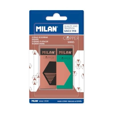 Image of Blister Pack of 2 Erasers Cream 320 Black Copper Milan Series BPM10484