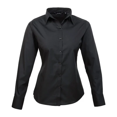 Image of Premier Fitness Women&#039;s Poplin Long Sleeve Blouse, Black (Black), (Size:18)