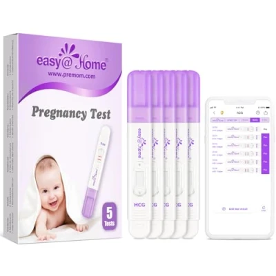 Image of Easy@Home Pregnancy Test Detection: 5 x Highly Sensitive 10 MIU/mL HCG Pack Early Kit for Accurate Home Fertility Testing Pregnant Midstream