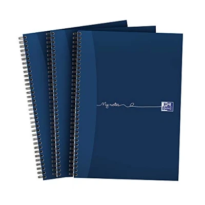 Image of Oxford My Notes A4 Notebook, Card Cover Wirebound, Lined, 200 pages, Navy (Pack of 3)
