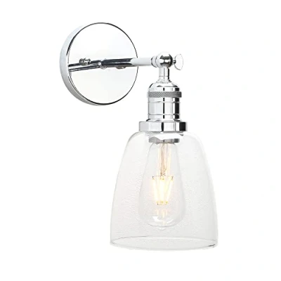 Image of Phansthy Industrial Retro Style Wall Lights Bell Shaped Clear Glass Shade Vintage Sconces E27 Bulbs Indoor Light Loft Bar Kitchen Lamp Bedroom Vanity Mirror Lighting (Chromed)