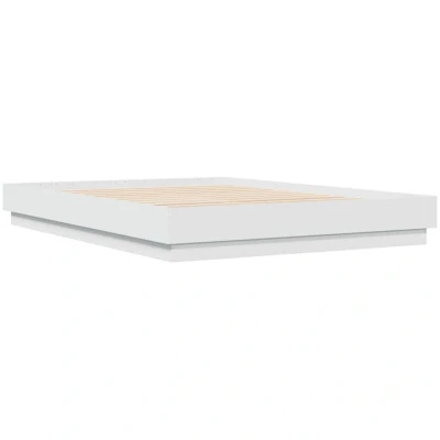 Image of vidaXL Bed Frame with LED without Mattress White 150x200 cm King Size