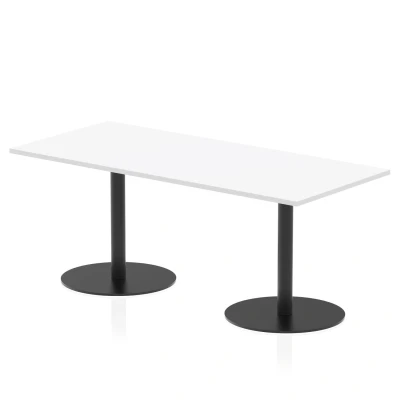 Image of Italia 1800 x 800mm Poseur Rectangular Table White Top 720mm High Black Leg