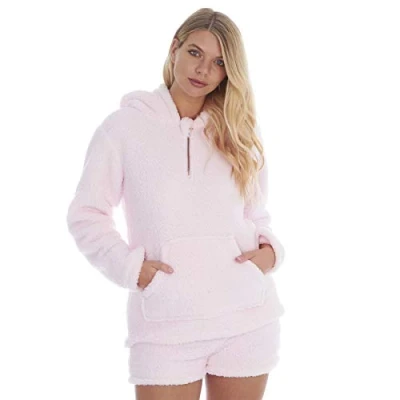 Image of Ladies Forever Dreaming Borg Hoodie 34B1599 Pink Large