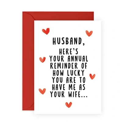 Image of Central 23 Husband Anniversary Card Funny Annual Reminder For Humorous Gift From Wife Comes With Fun Stickers