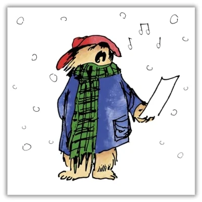 Image of Christmas Cards Box of 16 Paddington Bear Traditional Artistic Designs 4 Each Eco Friendly Made in the UK