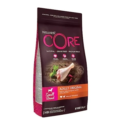 Image of Wellness CORE Small Breed Adult Low Fat, Dry Dog Food for Breeds, Grain Free, High Meat Content, Turkey,1.5 kg (Pack of 1)