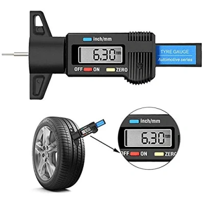 Image of Aofan Adjustable Digital Tyre Tread Depth Gauge Range 0 25.4mm with LCD Display for Cars, Vans, Trucks, Motorbike