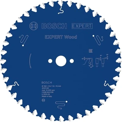 Image of Bosch 2608644036 EXWOH 40 Tooth Top Precision Circular Saw Blade, 0 V, Blue
