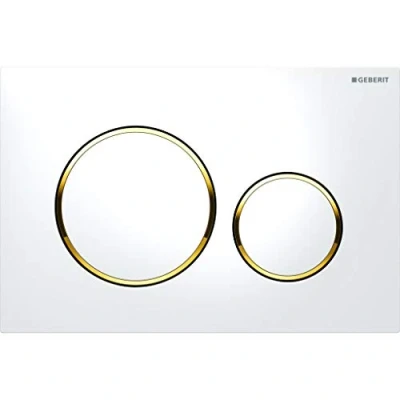 Image of Geberit K13014 Sigma 20 Actuator Plate, Set of 1, White/Gold 115.882. KK. Polished Chrome.