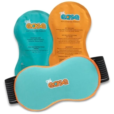 Image of GelEase Reusable Hot and Cold Compress for Injuries, Lightweight with Flexible Strap Arms, Legs, Knees &amp; Shoulders, Therapeutic Pain Relief Joints Muscles Pack of 2, 26.5cm x 14cm