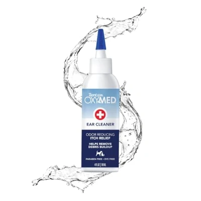 Image of TropiClean OxyMed Medicated Dog Ear Cleaner for Pets Cleaning Solution &amp; Treatment Quickly Dissolves Wax, Reduces Odour, Promotes Healthy Hygiene Cleaner, 118ml