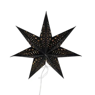 Image of 45cm Velvet Star Light Plug in Wall Christmas Tree Topper Festive Hanging Indoor Xmas Decoration Black (Bulb Included)