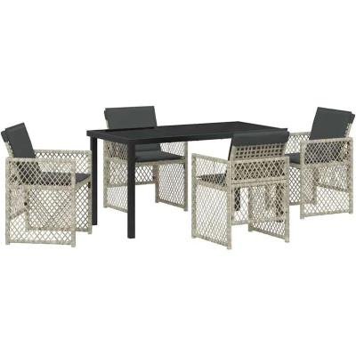 Image of vidaXL Garden Dining Set 5 pcs Light grey Poly Rattan