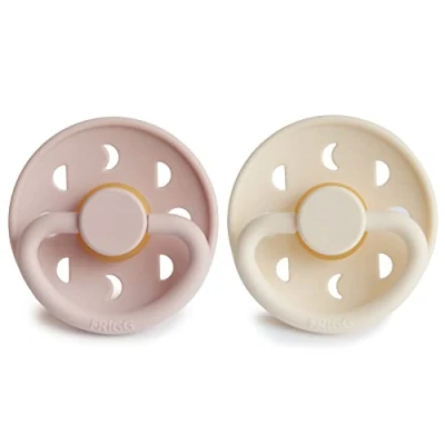Image of FRIGG Baby Dummies 6 18 Months, Latex Dummy, BPA Free Soothers, 2 Pacifiers, Moon Phase Blush/Cream