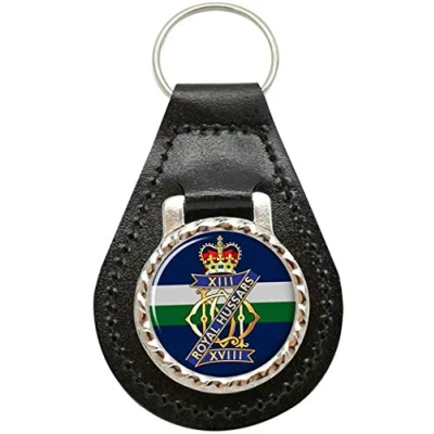 Image of 13th/18th Royal Hussars (Queen Mary&#039;s Own), British Army Leather Key Fob